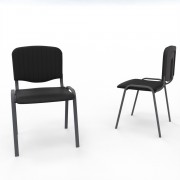 Vue 3D siège Kr-SIMO tissu tissu lava noir, piètement métal noir