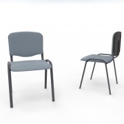 Vue 3D siège Kr-SIMO tissu tissu Tasmania bleu gris, piètement métal noir