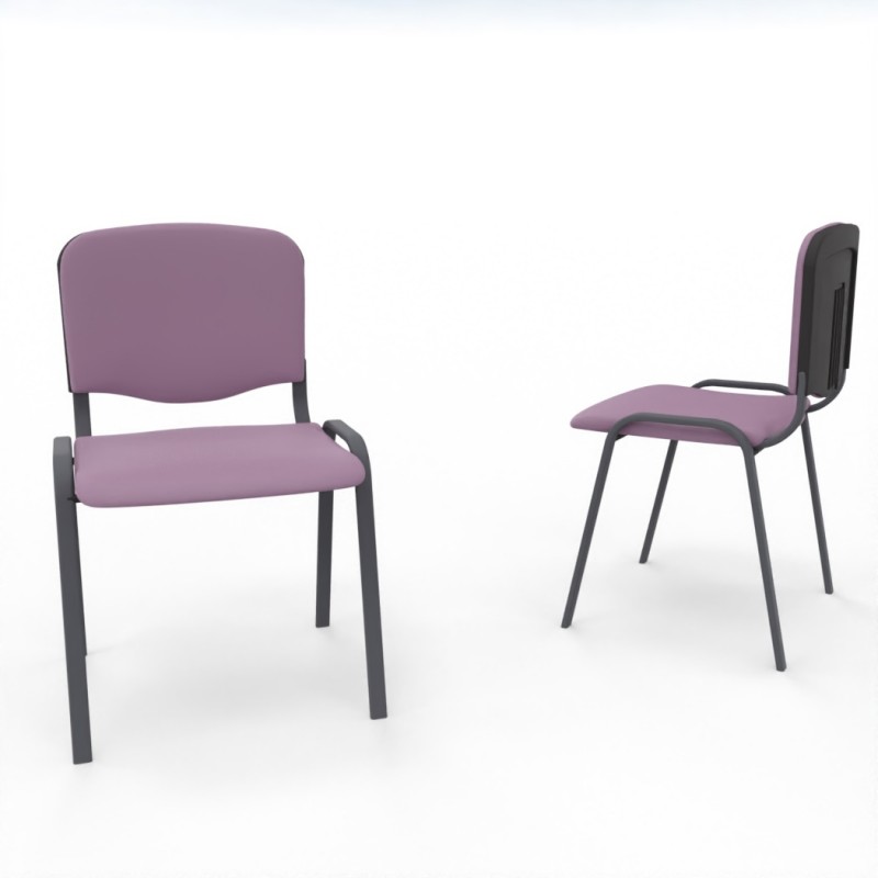 Vue 3D siège Kr-SIMO tissu tissu Tasmania violet, piètement métal noir