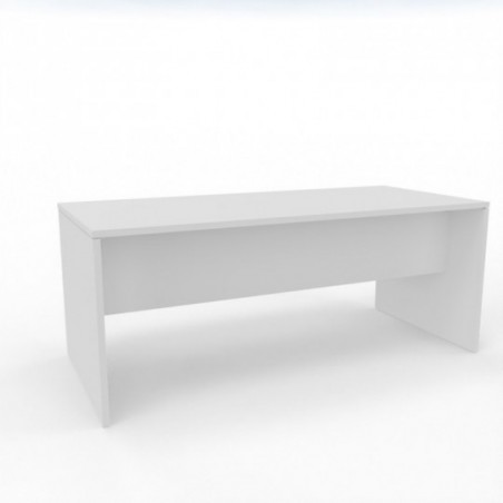 Vue 3D bureau R-SIMO L180_ plateau blanc_ pied panneau blanc