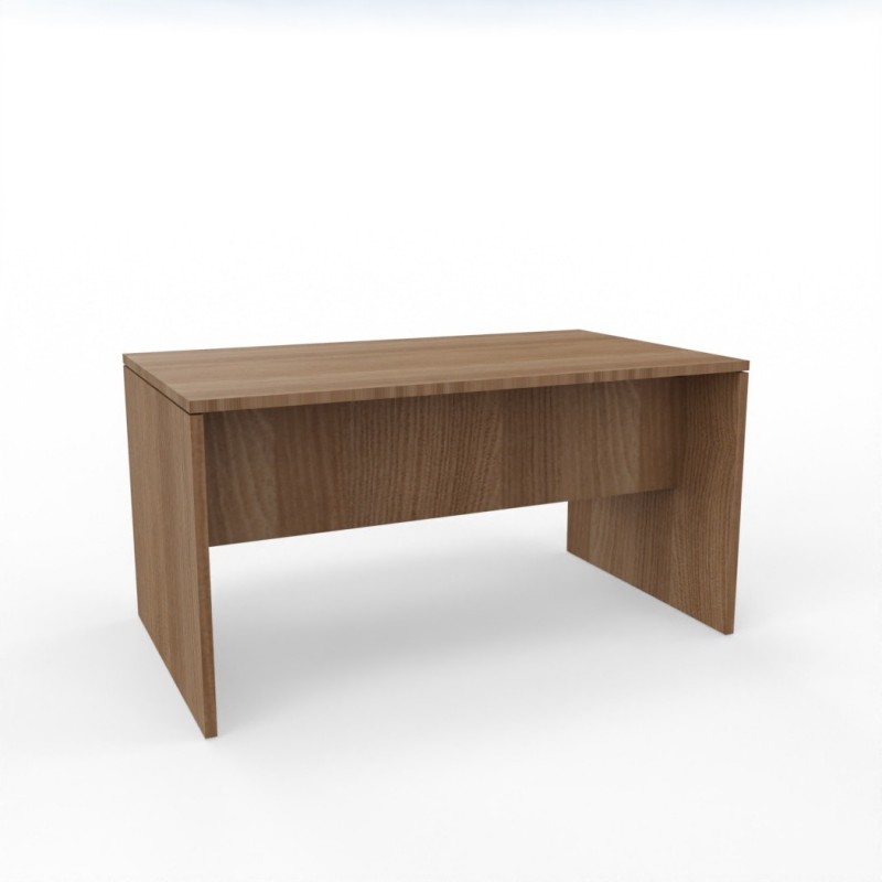 Vue 3D bureau R-SIMO L120_ plateau acacia foncé_ pied panneau acacia foncé