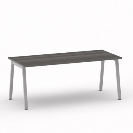 Vue 3D B-SIMO bureau L180_ plateau chêne grisé_ piètement métal argent Vue 3D B-SIMO bureau L180_ plateau chêne grisé_ piètement métal argent