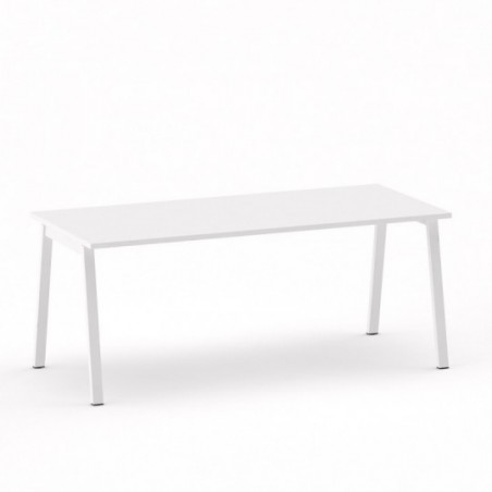 Vue 3D B-SIMO bureau L180_ plateau blanc_ piètement métal blanc Vue 3D B-SIMO bureau L180_ plateau blanc_ piètement métal blanc