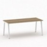 Vue 3D B-SIMO bureau L180_ plateau chêne veiné_ piètement métal blanc Vue 3D B-SIMO bureau L180_ plateau chêne veiné_ piètement métal blanc