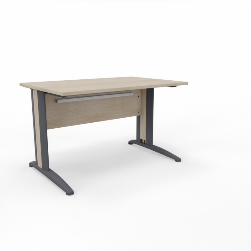 Vue 3D bureau G-SIMO L120_ plateau acacia clair_ structure métal graphite