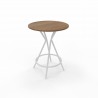 Table haute_diamètre 80_plateau Acacia foncé_pied Blanc Table haute_diamètre 80_plateau Acacia foncé_pied Blanc