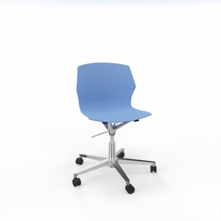 Chaise de bureau professionnel l Siège à roulettes l Mobilier de bureau  Coque Bleu foncé Finition structure Aluminium poli